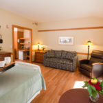 Patient rooms feature the comforts of home - including TVs. 