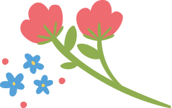 pink and blue flowers illustration