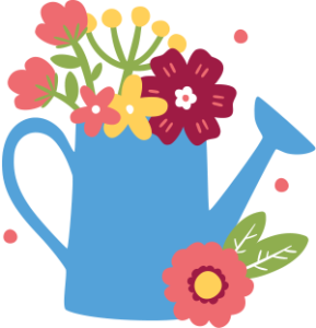 watering can and flowers illustration
