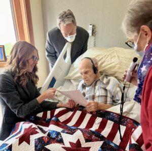 World War II Veteran and Hospice Care Patient  Presented with Quilt of Valor