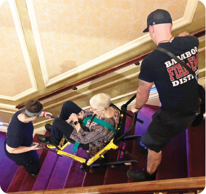 Thanks to the strength of two Baraboo EMTs, Betz got to see the theater from above