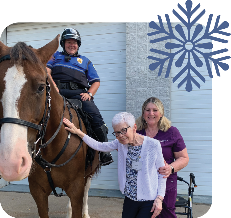 mounted patrol visits the agrace adult day center
